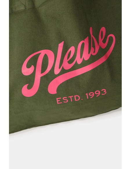 Bolsa shopper ampla com estampa frontal Please