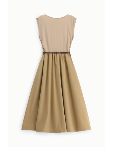 Vestido longo sem mangas com cinto fino Please