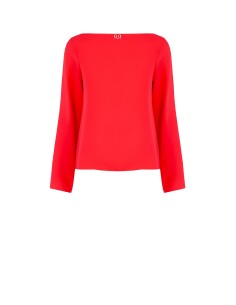 Blusa entalhada e fluida em cetim opaco com decote barco Rinascimento 2
