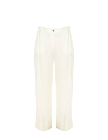 Pantaloni Palazzo In Misto Viscosa Effetto Leggermente Stropicciato...