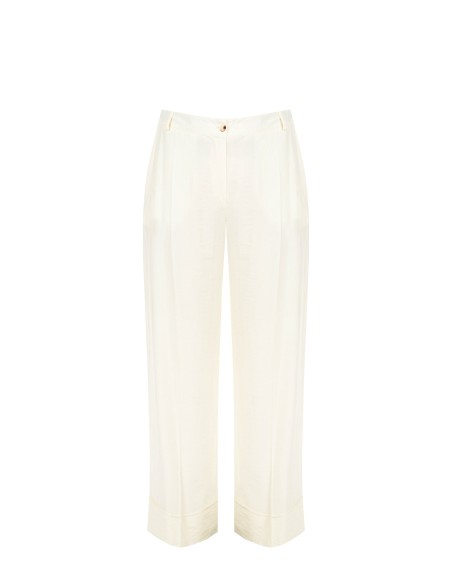 Pantaloni Palazzo In Misto Viscosa Effetto Leggermente Stropicciato...