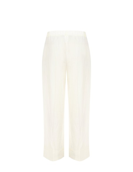 Pantaloni Palazzo In Misto Viscosa Effetto Leggermente Stropicciato...
