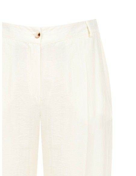 Pantaloni Palazzo In Misto Viscosa Effetto Leggermente Stropicciato...