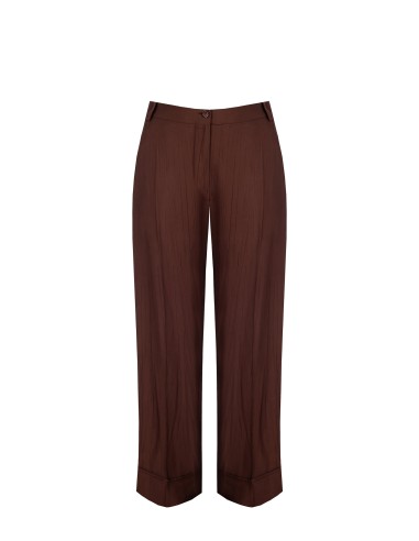 Pantaloni Palazzo In Misto Viscosa Effetto Leggermente Stropicciato...