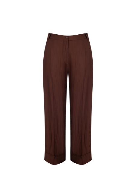 Pantaloni Palazzo In Misto Viscosa Effetto Leggermente Stropicciato...