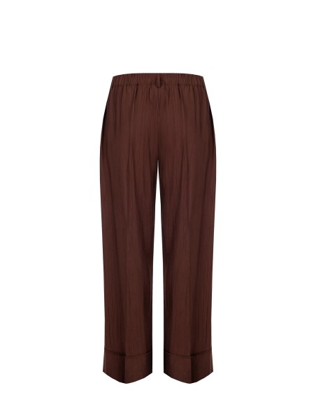 Pantaloni Palazzo In Misto Viscosa Effetto Leggermente Stropicciato...