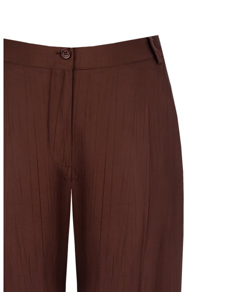 Pantaloni Palazzo In Misto Viscosa Effetto Leggermente Stropicciato...
