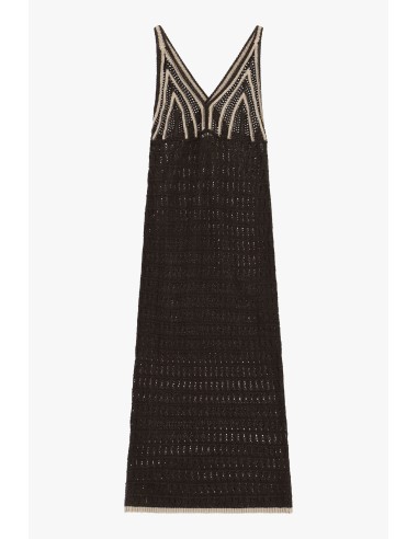 Vestido longo em croché com detalhes em contraste Please