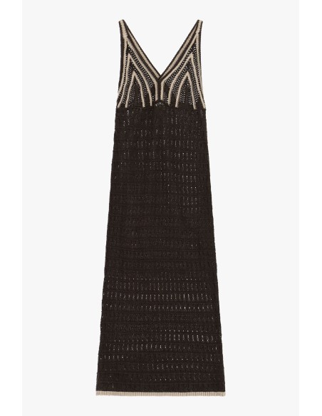 Vestido longo em croché com detalhes em contraste Please