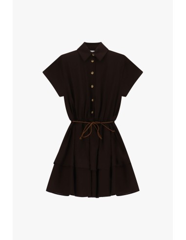 Vestido Curto Com Botões E Cinto Fino Na Cintura Please