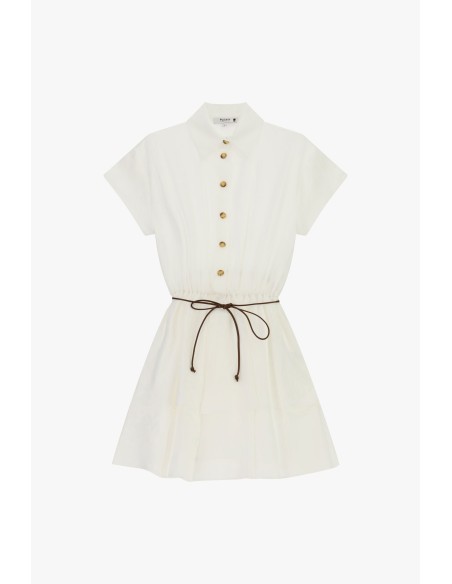 Vestido Curto Com Botões E Cinto Fino Na Cintura Please