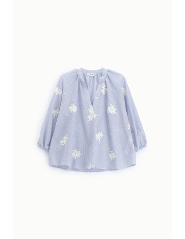 Blusa ampla a riscas com motivo floral Please