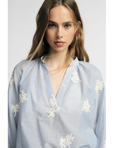 Blusa Ampla a Riscas com Motivo Floral Please