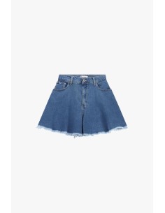 Shorts evasé com efeito de saia e barra desfiada Please