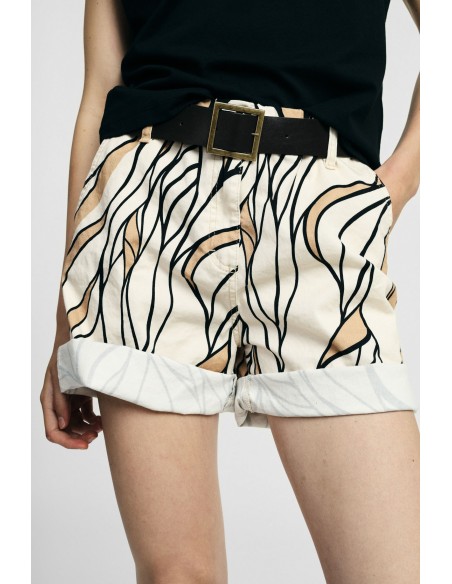 Shorts de corte regular com estampa gráfica e cintura Please