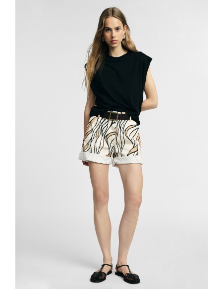 Shorts Regular-Fit Estampa Gráfica e Cinto Please