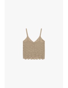Top sem mangas trabalhado em crochet com alças Please