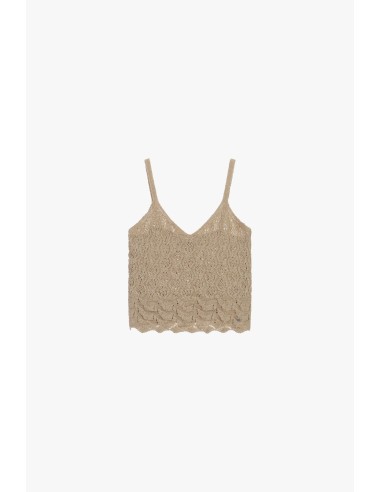 Top sem mangas trabalhado em crochet com alças Please
