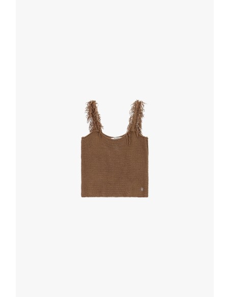 Camisola de malha sem mangas com alças franjadas Please