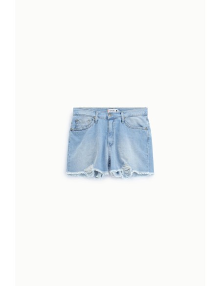Shorts de corte regular com bainha desfiada e rasgões Please
