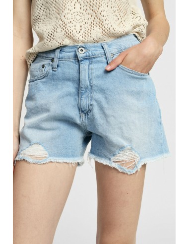 Shorts corte regular com bainha desfiada e rasgos Please