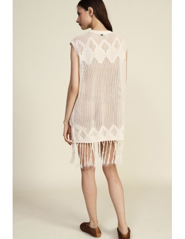 Vestido Curto Trabalhado em Malha com Franjas Dixie