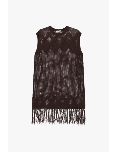 Vestido curto em malha com franjas Dixie