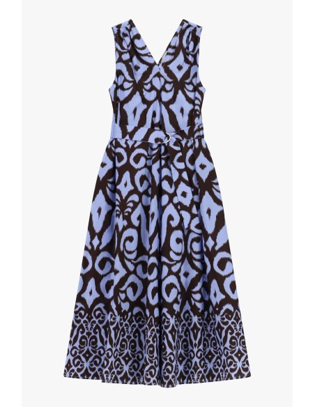 Vestido midi de padrão geométrico com cinto Dixie