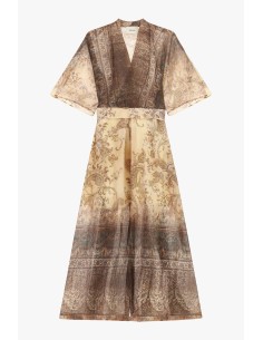Vestido Longo Estampado Paisley Mangas Amplas Dixie
