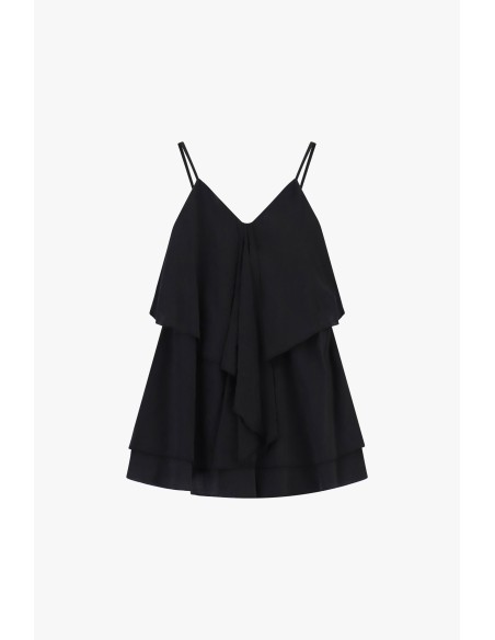 Vestido Curto com Folhos e Alças Finas Dixie