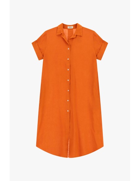 Vestido midi com botões e mangas curtas viradas Dixie
