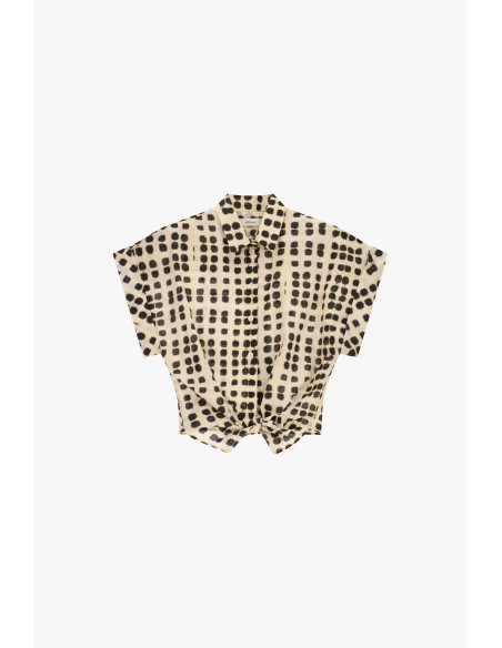 Camisa Cropped Estampada com Nó Frontal Dixie