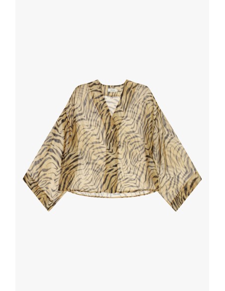 Camisa ampla com estampado animal e mangas compridas Dixie