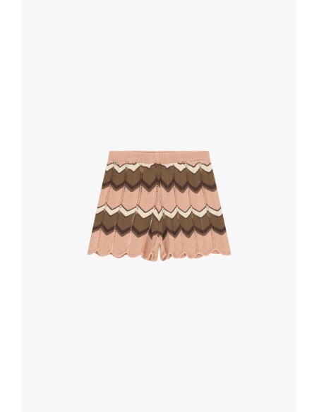 Calções jacquard às riscas zigzag e com bordo ondulado Dixie