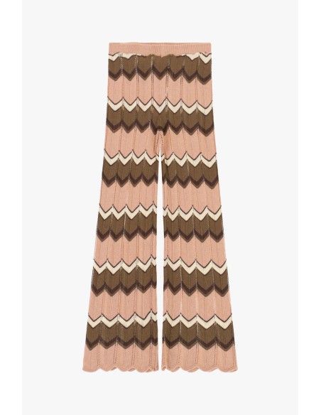 Calças flare com motivo chevron trabalhado Dixie