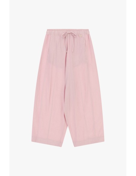 Calças Palazzo Cropped Com Elástico E Cordão Dixie