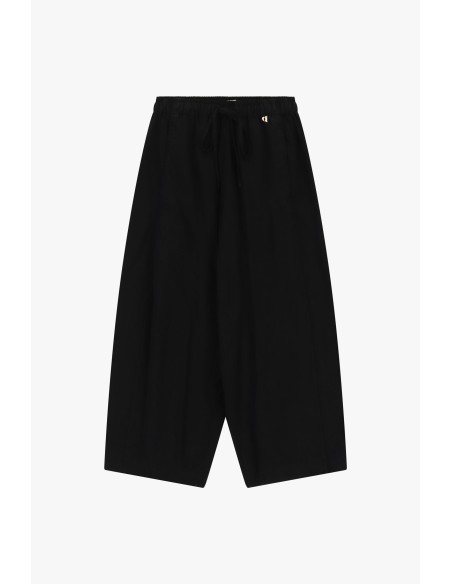 Calças palazzo cropped com elástico e cordão Dixie