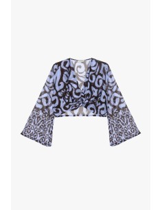 Top cropped estampado com mangas amplas Dixie