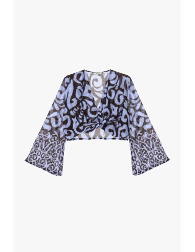 Top cropped estampado com mangas amplas Dixie