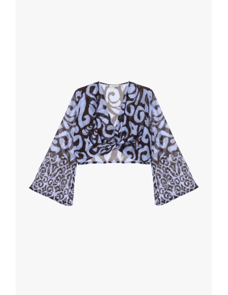 Top cropped estampado com mangas amplas Dixie