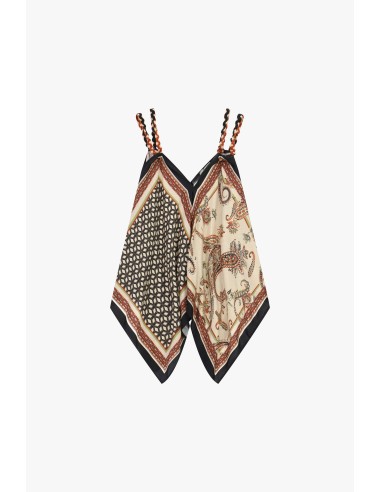 Top com alças entrelaçadas e estampado foulard Dixie