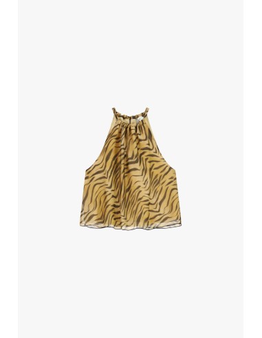 Top macio com estampa animalier e decote franzido Dixie