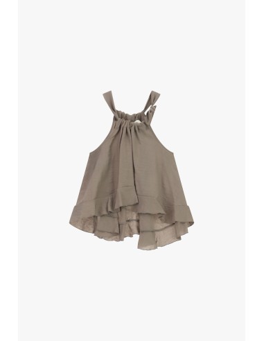 Top Amplo com Alças Franzidas e Folhos Dixie