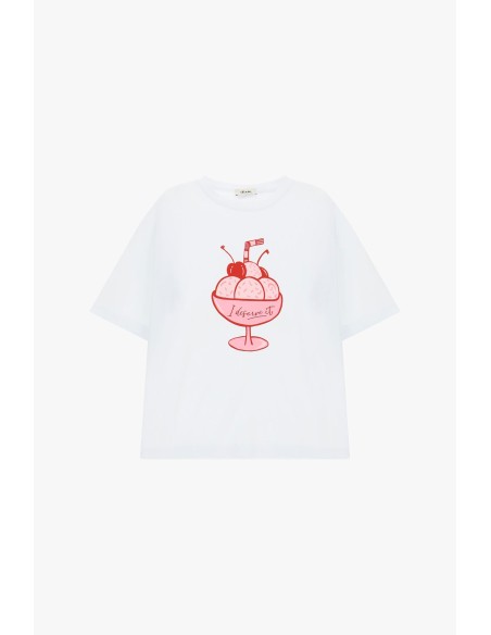 T-shirt de manga curta com estampa de taça de gelado Dixie