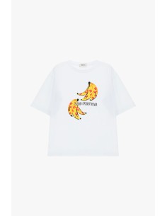T-shirt de manga curta com estampa de bananas e escrita Dixie