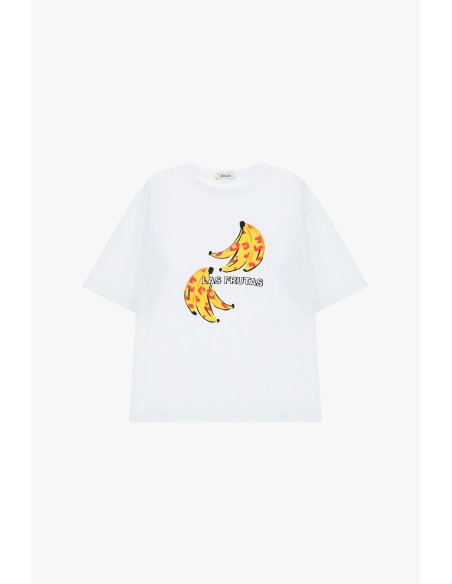 T-shirt de manga curta com estampa de bananas e escrita Dixie