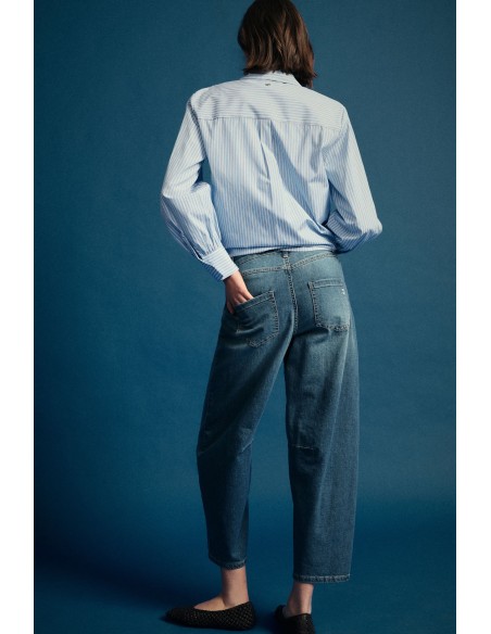 Jeans de perna larga com corte balão Please