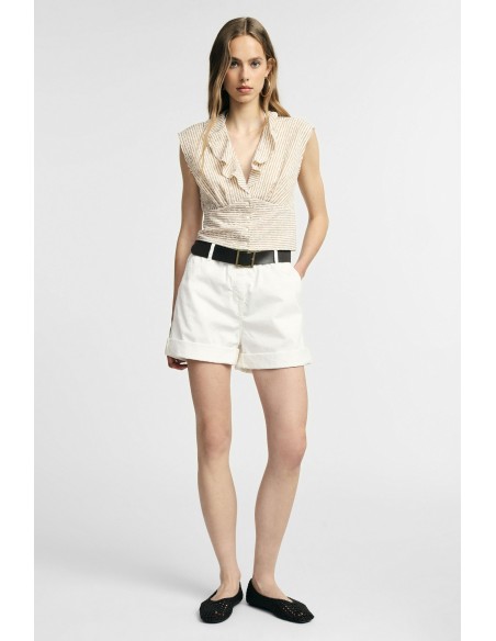 Shorts Regular-Fit com Cinto e Barra Virada Please