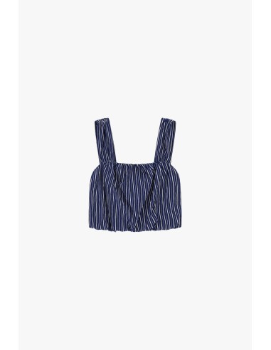 Top cropped às riscas com alças largas Please