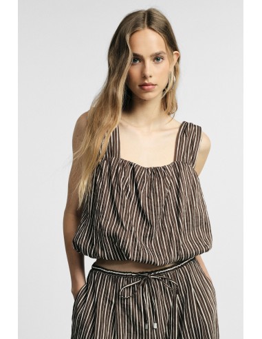 Top Cropped a Riscas com Alças Largas Please